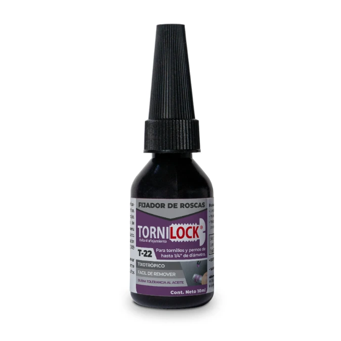 TORNILOCK T-22 fijador de roscas anaeróbico baja resistencia, viscosidad 1,000 cps, tornillos hasta 1/4 pulgada